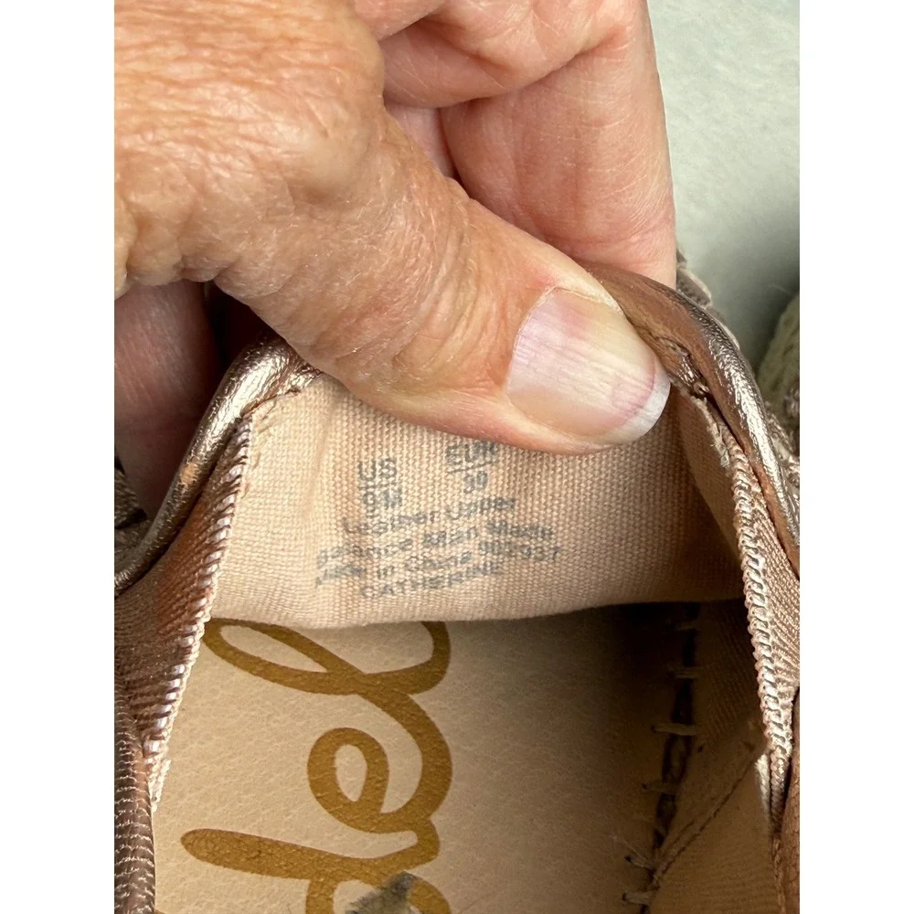 Sam Edelman Catherine Rose Gold Woven Leather Espadrille Flats 9M